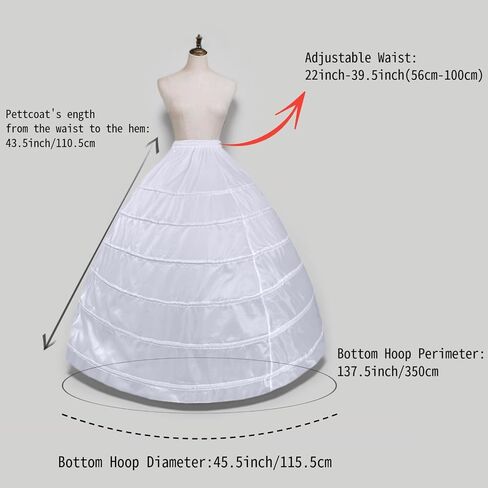 نساء كرينولين نسائي 4 و 6 أطواق تنورة A-Line Underskirt Ball for Wedding Prom Flower Girl Dresses in Kuwait