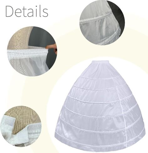 نساء كرينولين نسائي 4 و 6 أطواق تنورة A-Line Underskirt Ball for Wedding Prom Flower Girl Dresses in Kuwait