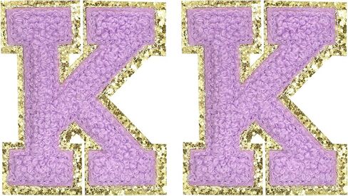 MECCANIXITY Chenille Letter Patches 2.2" Self Adhesive Alphabet F Stick on Embroidered Patch Sew on Letter Stickers Applique for Repairing Clothing Jeans Shoes Hats DIY(Purple, Pack of 2) in Saudi Arabia