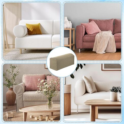 uxcell 2Pcs Stretch Armrest Covers, Polyester Diamond Pattern Soft Armchair Slipcovers Couch Recliner Arm Cover with Twist Pins for Chair Sofa Protector, Khaki in Kuwait