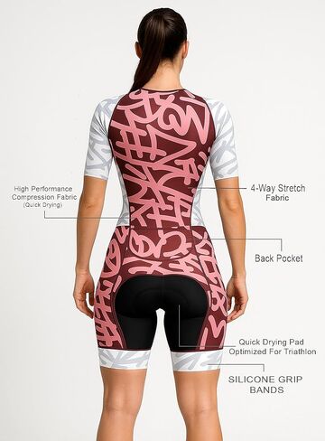 WIXEN PRO Race Suit Women Triathlon Suit Sleeve Trisuit Aerodynamic Bike Run swim Suit Back Pocket in Kuwait