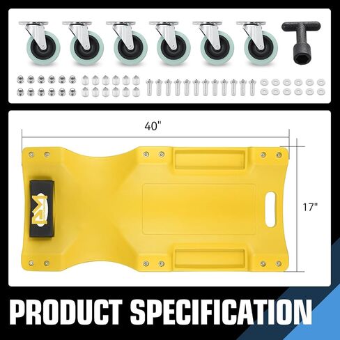 PM PERFORMOTOR Inches Heavy-Duty Low-Profile Roller Automotive Creeper with Padded Headrest, Orange,PM-TOL-CPC48-OG in Saudi Arabia