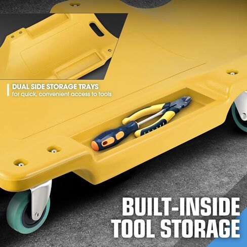 PM PERFORMOTOR Inches Heavy-Duty Low-Profile Roller Automotive Creeper with Padded Headrest, Orange,PM-TOL-CPC48-OG in Saudi Arabia