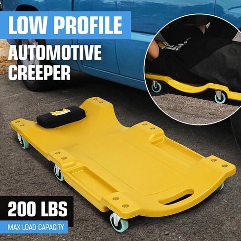 PM PERFORMOTOR Inches Heavy-Duty Low-Profile Roller Automotive Creeper with Padded Headrest, Orange,PM-TOL-CPC48-OG in Saudi Arabia