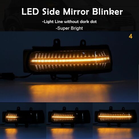 LED Side Mirror Sequential Dynamic Blinker Turn Signal Lights Compatible with Tacoma 2016-2022, for RAV4 2019-2023, for Highlander MK4 XU70 LM 2020-2023, for Alphard 2016-2019, Smoked Lens in Kuwait