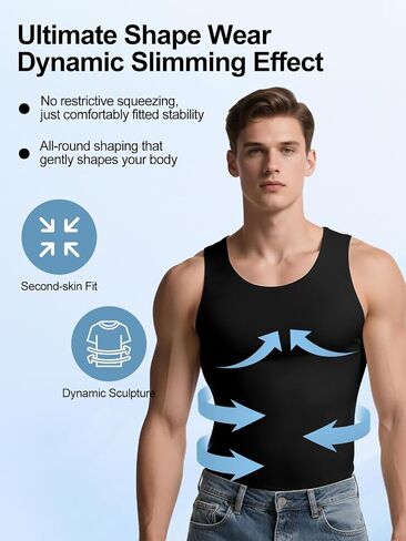 Odoland Men's 3 Pack Seamless Compression Shirt Body Shaper Vest, Ice Silk Invisible Shapewear Tank Tops in Saudi Arabia