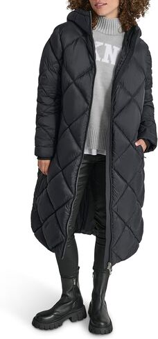 DKNY Women's Hooded Diamond Quilt Long in Saudi Arabia