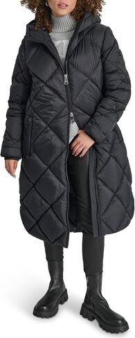DKNY Women's Hooded Diamond Quilt Long in Saudi Arabia