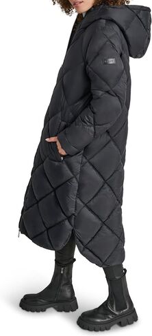 DKNY Women's Hooded Diamond Quilt Long in Saudi Arabia