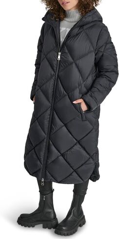 DKNY Women's Hooded Diamond Quilt Long in Saudi Arabia