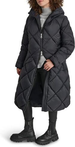 DKNY Women's Hooded Diamond Quilt Long in Saudi Arabia