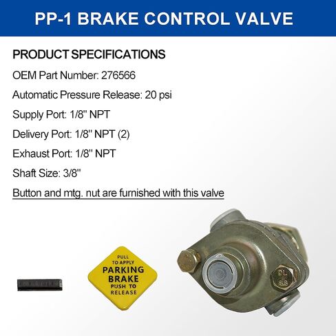 276566 PP-1 Dash Control Valve - 20PSI 1/8" Push/Pull Control Valve Replacement for Bendix 276566 277015|Haldex KN20021| - Truck and Trailer Dash Air Valve for Parking Emergency Brake Contol in Kuwait