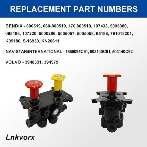 800519 MV -3 DASH Control Valve - صمامات فرامل الانتظار متوافقة مع Bendix 8000519 | 065186 | KN20611 ، Navistar 1665095C91 ، و Volvo 3948331 | 394979 للمقطورات والشاحنات in Kuwait