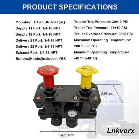 800519 MV -3 DASH Control Valve - صمامات فرامل الانتظار متوافقة مع Bendix 8000519 | 065186 | KN20611 ، Navistar 1665095C91 ، و Volvo 3948331 | 394979 للمقطورات والشاحنات in Kuwait