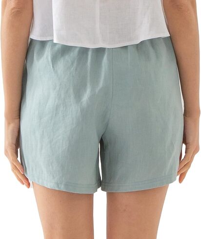 Amazhiyu Women’s 100% Linen Casual Summer High Waist Shorts with Pockets in Saudi Arabia
