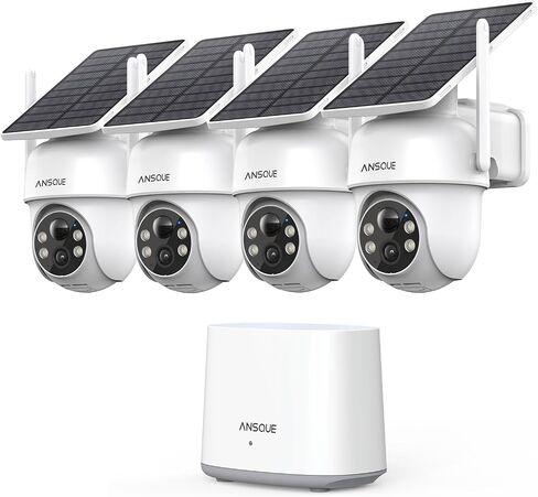 Security Cameras Wireless Outdoor Home System, 2 Camera Kit, No Subscription Fees, Solar Powered, Local Storage, 365-Day Battery Life, 360°PTZ Surveillance, Auto Tracking, 2K Color Night Vision in Kuwait