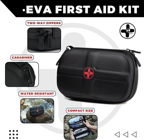 Rhino Rescue EVA First Aid Kit ، HSA/FSA مؤهل ، مجموعة صغيرة من الإسعافات الأولية للمشي لمسافات طويلة في حالات الطوارئ المحمولة للمريخ في حالة الظهر ، مجموعة طبية للسفر ، المنزل ، السيارة ، مساكن الكلية ، التخييم ، القارب (الأحمر) in Kuwait