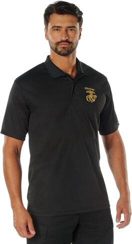 Rothco USMC Eagle, Globe & Anchor Moisture Wicking Polo Shirt - Black, 2XL in Saudi Arabia