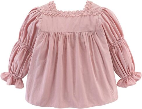 Mud Kingdom Girls Long Sleeve Blouse Button أسفل اللون الصلب in Saudi Arabia