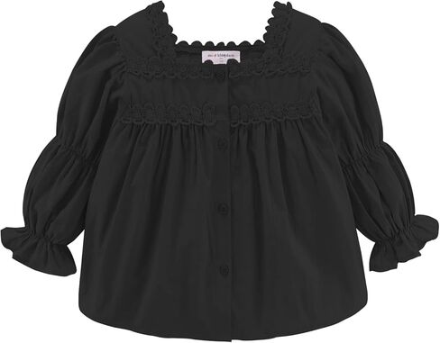 Mud Kingdom Girls Long Sleeve Blouse Button أسفل اللون الصلب in Saudi Arabia