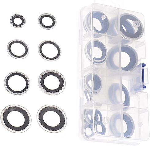 30 PCS Automobile Automobile Conference Compressor Repress Port Combination مجموعة مزيج من حشيشات ، حشيات مقاومة للدرجات عالية من درجة الحرارة ، أختام مضخة التبريد ، عالمي للسيارات (أسود) in Saudi Arabia