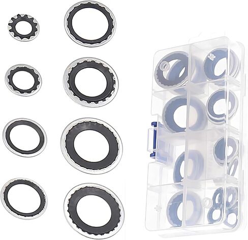 Pack-30 Automotive Air Conditioning Compressor Port Gaskets, Multi-specification Sealing Gaskets, Universal Maintenance Accessories, for Most Cars (Black) in Saudi Arabia