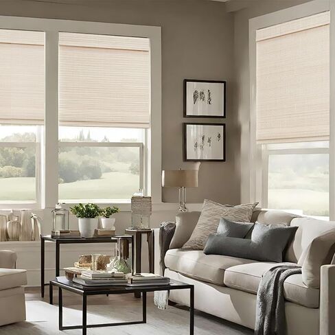 Bamboo Roman Shades - 22.5" W x 48" H Light Filtering Blinds for Windows, Natural Premium Quality Indoor Blinds for Living Room, Bedroom, or Office in Saudi Arabia