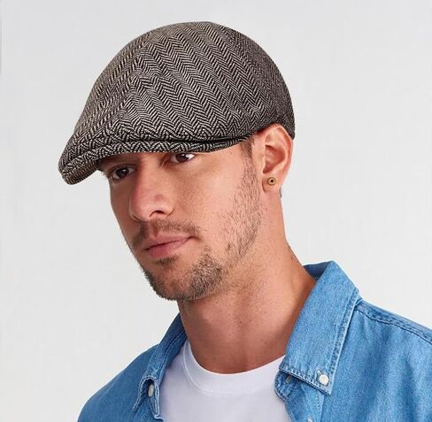 BQCWOCF Fashion Flat Lvy Newsboy Cap for Men Classic Herringbone Hat Trucker Irish News Gatsby Golf Hat Gray in Saudi Arabia