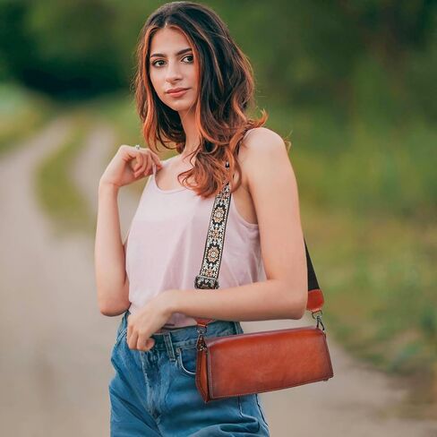 Iswee Leather Purses for Women Crossbody Bag Vintage Flap Saddle Purse Zipper Women’s Shoulder Handbags with 3 Straps in Saudi Arabia