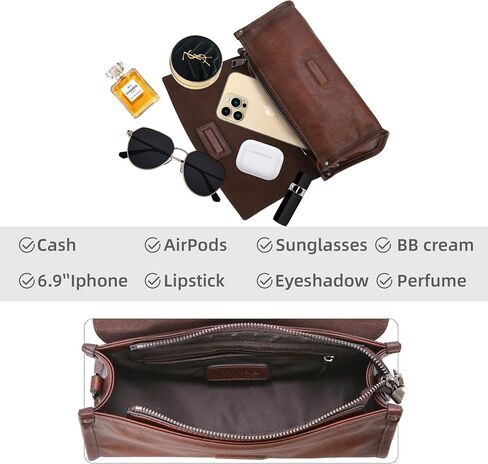 Iswee Leather Purses for Women Crossbody Bag Vintage Flap Saddle Purse Zipper Women’s Shoulder Handbags with 3 Straps in Saudi Arabia