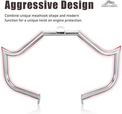 MoKitDora Softail Meathook Engine Guard Highway Crash Bar 1.25 سم سمين لـ Harley 2000-2017 FL Heritage Classic Deluxe Fat Boy Models، أسود in Kuwait