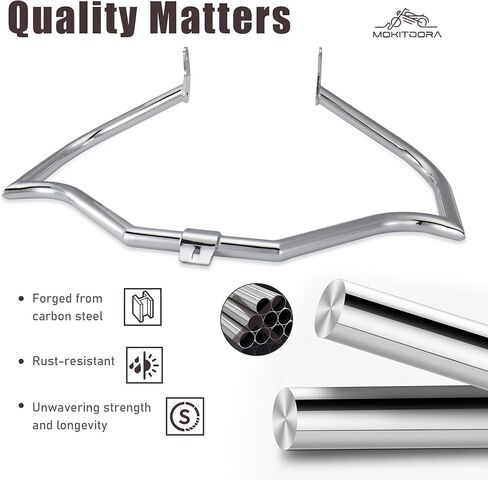MoKitDora Softail Meathook Engine Guard Highway Crash Bar 1.25 سم سمين لـ Harley 2000-2017 FL Heritage Classic Deluxe Fat Boy Models، أسود in Kuwait