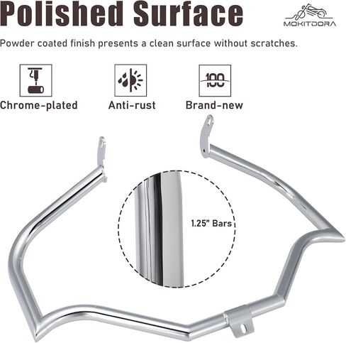 MoKitDora Softail Meathook Engine Guard Highway Crash Bar 1.25 سم سمين لـ Harley 2000-2017 FL Heritage Classic Deluxe Fat Boy Models، أسود in Kuwait