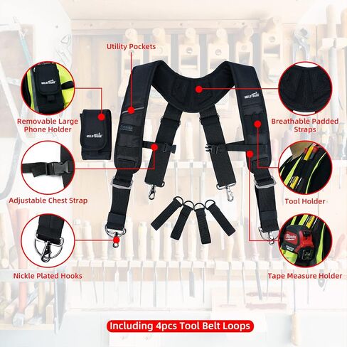 MELOTOUGH Tool Belt Suspenders Work Belt Suspenders for Men Big and Tall Construction Bag Suspenders Padded Work belt for Carpenter/Electrician/Roofing/Farmer work(Y Back) in Saudi Arabia