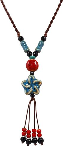 MINACHI Boho Hippie Colorful Ceramic Beads Star Charm Y Necklace, Bohemian Summer Statement Jewelry Gift for Women in Saudi Arabia