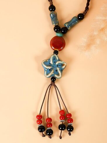 MINACHI Boho Hippie Colorful Ceramic Beads Star Charm Y Necklace, Bohemian Summer Statement Jewelry Gift for Women in Saudi Arabia