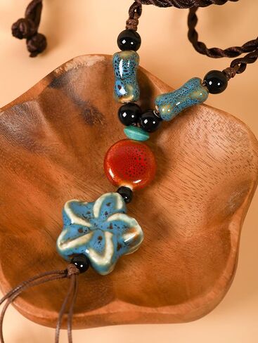 MINACHI Boho Hippie Colorful Ceramic Beads Star Charm Y Necklace, Bohemian Summer Statement Jewelry Gift for Women in Saudi Arabia
