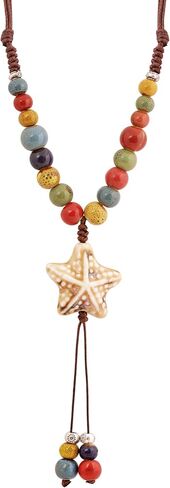 MINACHI Boho Hippie Colorful Ceramic Beads Star Charm Y Necklace, Bohemian Summer Statement Jewelry Gift for Women in Saudi Arabia