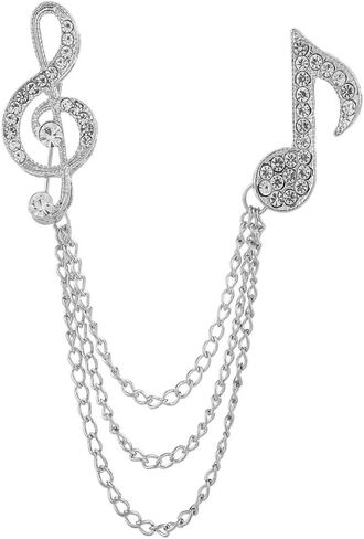 ملاحظة موسيقى الراين مع تعليق دبوس بروش طويل شرابة للنساء للنساء Crystal G clef سلسلة الموسيقية الطبقات دبابيس السترة سترة سترة معطف الستكسيدو. in Kuwait