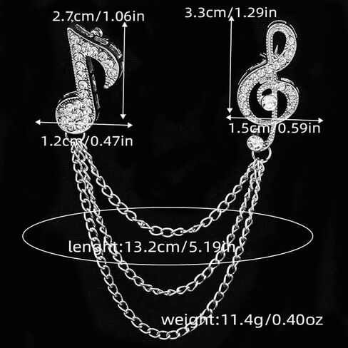 ملاحظة موسيقى الراين مع تعليق دبوس بروش طويل شرابة للنساء للنساء Crystal G clef سلسلة الموسيقية الطبقات دبابيس السترة سترة سترة معطف الستكسيدو. in Kuwait