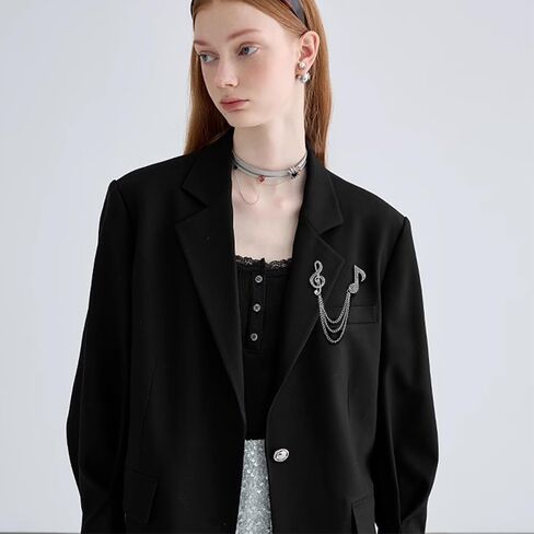 ملاحظة موسيقى الراين مع تعليق دبوس بروش طويل شرابة للنساء للنساء Crystal G clef سلسلة الموسيقية الطبقات دبابيس السترة سترة سترة معطف الستكسيدو. in Kuwait