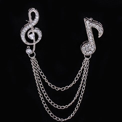 ملاحظة موسيقى الراين مع تعليق دبوس بروش طويل شرابة للنساء للنساء Crystal G clef سلسلة الموسيقية الطبقات دبابيس السترة سترة سترة معطف الستكسيدو. in Kuwait