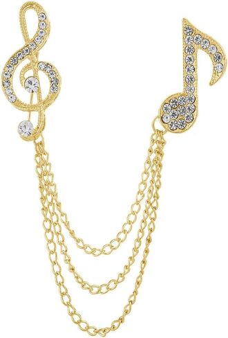 ملاحظة موسيقى الراين مع تعليق دبوس بروش طويل شرابة للنساء للنساء Crystal G clef سلسلة الموسيقية الطبقات دبابيس السترة سترة سترة معطف الستكسيدو. in Kuwait