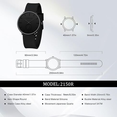 CRRJU Men’s Women Watch Casual Stylish Waterproof Quartz Unisex Wristwatches, Ultra Thin Watches for Men Women, Colorful Silicone Band in Saudi Arabia