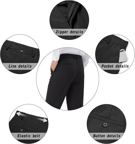 Men's Tall Classic Fit Flex Expandable Waist Flat Front Dress Pants Wrinkle-Free Formal Pants for Business & Office in Saudi Arabia