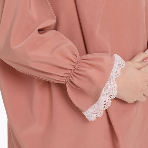 Kids Girls Muslim Islamic Two-piece Outfits Lace Long Sleeve Hijab Dress Abaya and Loose Skirt Full Cover Kaftan in Saudi Arabia