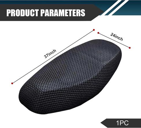 Scooter Motorcycle Seat Cover, Heat Insulation Breathable Honeycomb Mesh Anti-scald Thickened Protective Cover, Summer Essential Accessory, Suitable for Most Motorcycle Scooters (Black #L) in Kuwait