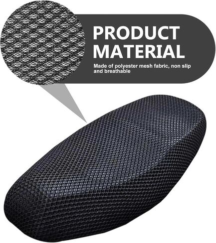 Scooter Motorcycle Seat Cover, Heat Insulation Breathable Honeycomb Mesh Anti-scald Thickened Protective Cover, Summer Essential Accessory, Suitable for Most Motorcycle Scooters (Black #L) in Kuwait