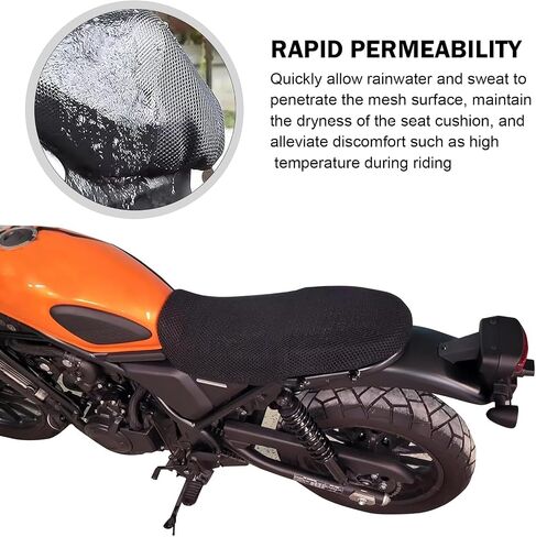 Scooter Motorcycle Seat Cover, Heat Insulation Breathable Honeycomb Mesh Anti-scald Thickened Protective Cover, Summer Essential Accessory, Suitable for Most Motorcycle Scooters (Black #L) in Kuwait