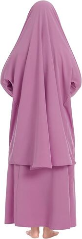 Kids Girls Muslim Islamic Two-piece Outfits Lace Long Sleeve Hijab Dress Abaya and Loose Skirt Full Cover Kaftan in Saudi Arabia